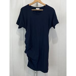 SUNDRY Anthropologie Side Shirred T-Shirt Dress Short Sleeve Cotton Blue 1 S